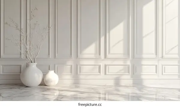 Elegant White Interior Design with Vases