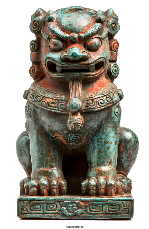 [Transparent Background PNG]Antique Chinese Foo Dog Statue