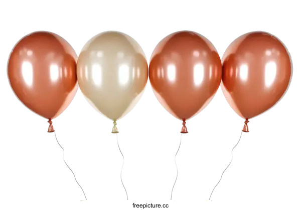 [Transparent Background PNG]Four Metallic Rose Gold and Champagne Balloons
