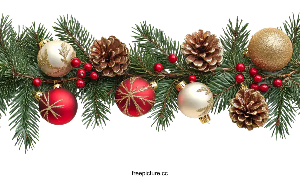 [Transparent Background PNG]Christmas Decorations Horizontal Border