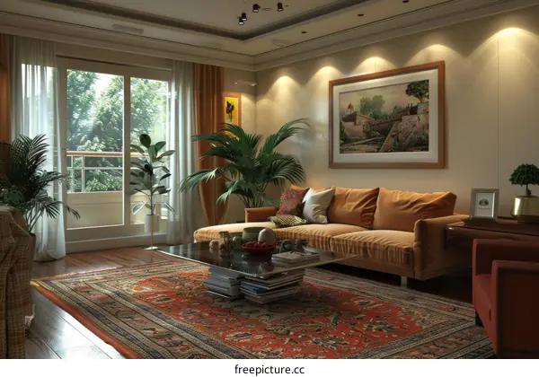 Palm tree in pot living room