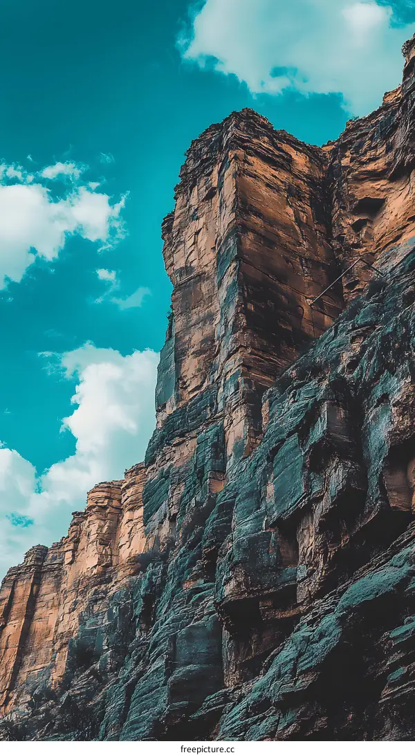 Rock Cliff and Blue Sky Background