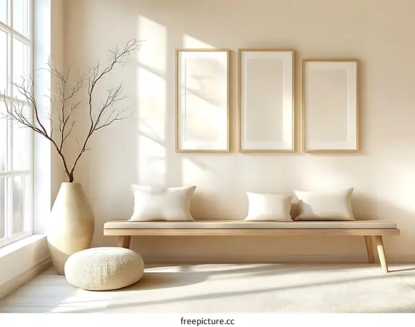 Minimalist Modern Beige Living Room Interior Design