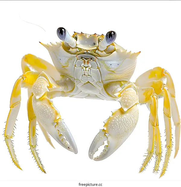 A yellow crab with big eyes