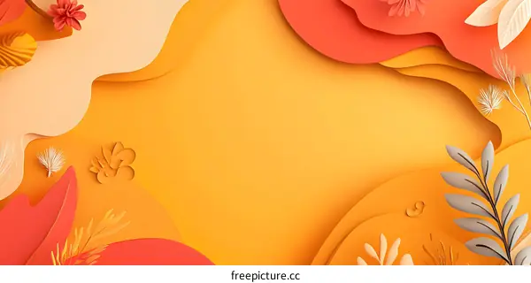 Abstract Paper Cut Background with Floral Elements