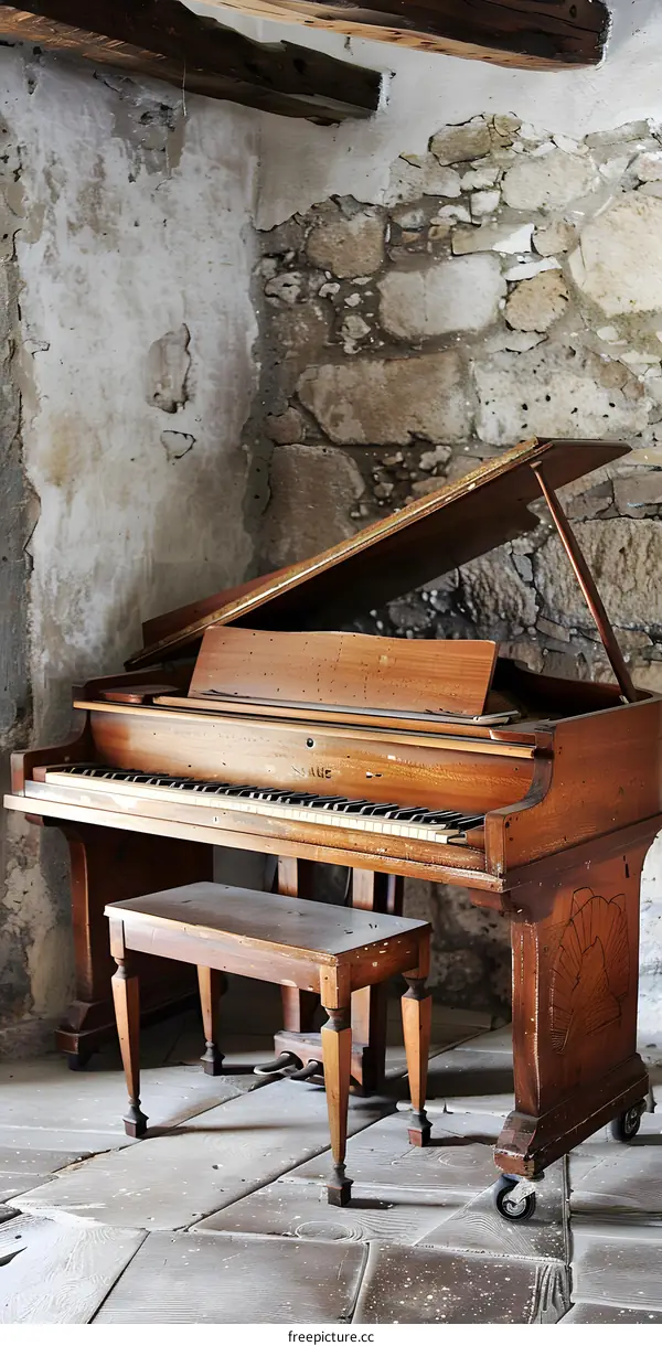 Vintage Piano in a Rustic Room