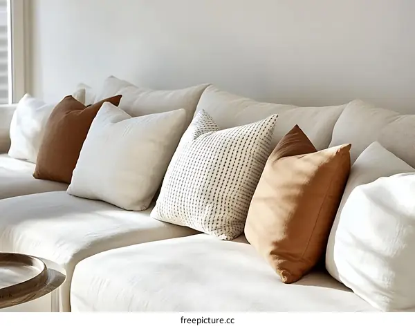 Cozy Modern Sofa with Throw Pillows