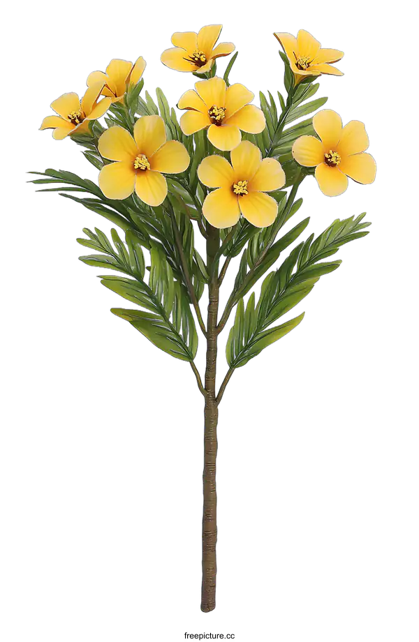[Transparent Background PNG]Yellow Flower Bush Branch With Green Leaves