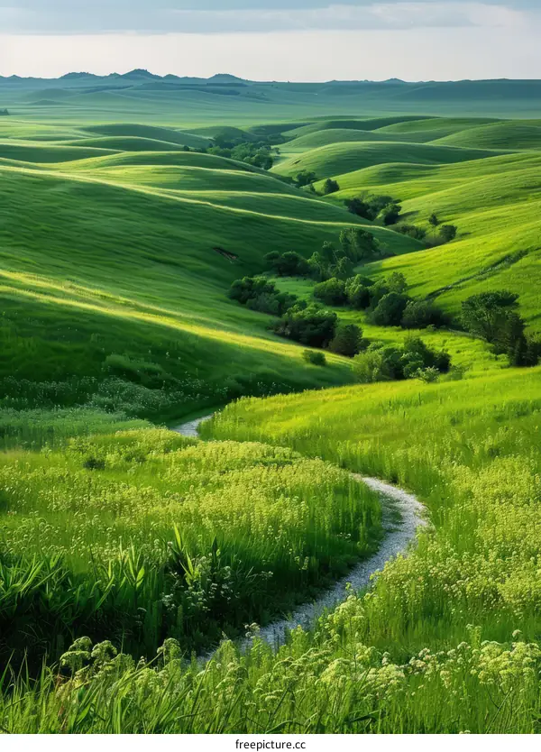 Countryside Landscape with Green Rolling Hills