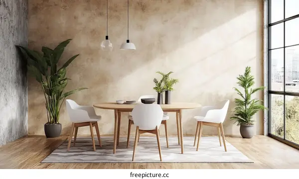 Modern Minimalist Dining Area with Large Window