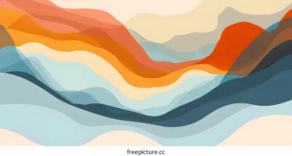 Abstract Mountain Landscape with Colorful Layers
