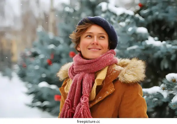 Woman in winter wonderland