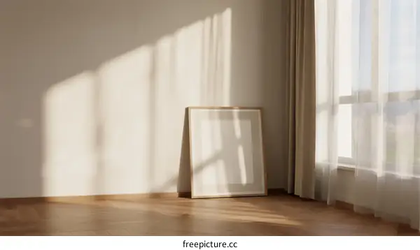 Empty room with wooden floor and large window letting in natural light