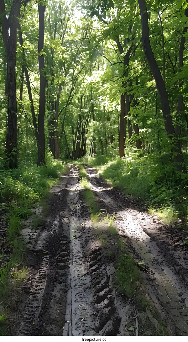 The sun shines through the trees in the forest