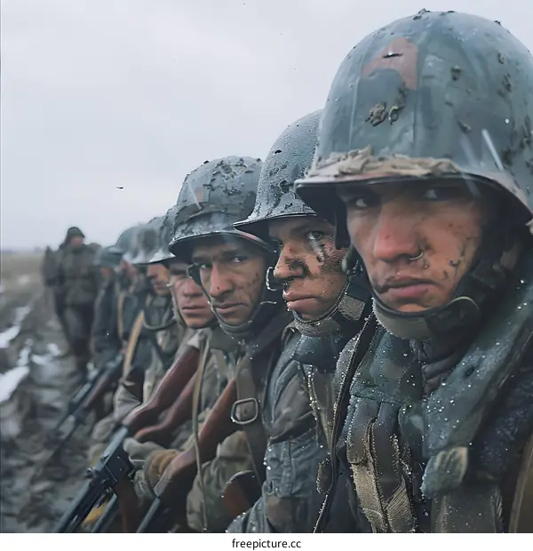 A group of soldiers in a snowy environment