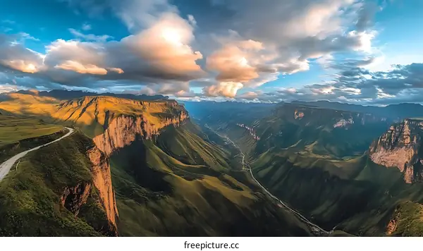 Majestic Mountain Valley at Sunset