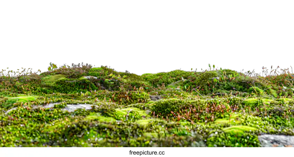 [Transparent Background PNG]Close Up of Lush Green Moss with a White Background