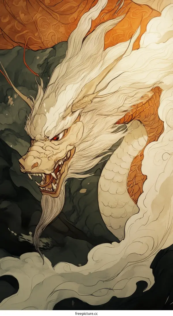 Majestic White Dragon Illustration