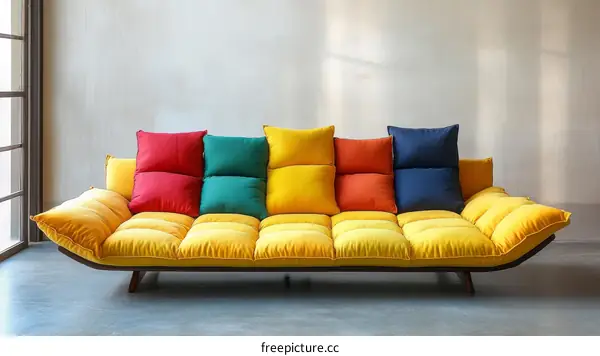 Colorful Modern Sofa with Geometric Cushions