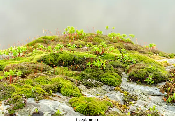 Close Up of Green Moss on Stone Surface