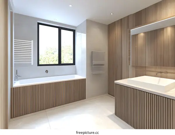 Modern Bathroom Interior Design with Bathtub and Sink