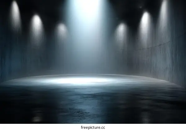 Empty Modern Concrete Studio Scene with Spotlights