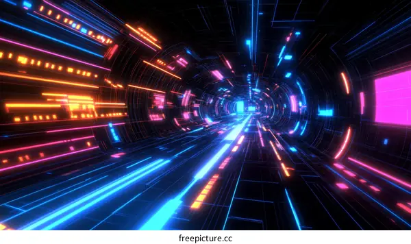Neon Futuristic Tunnel Abstract