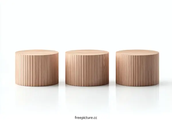 Three Wooden Cylindrical Display Stands
