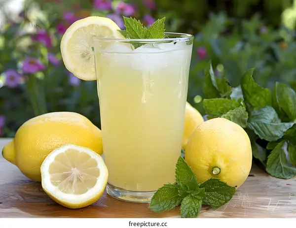 Refreshing Lemonade with Lemon and Mint