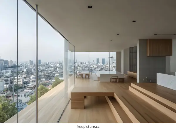 Modern Interior Design with City Skyline View