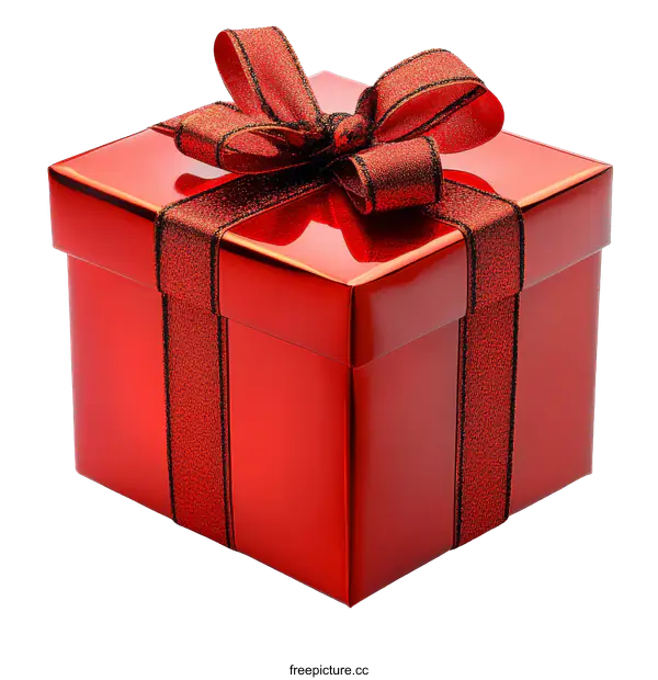 [Transparent Background PNG]Red Gift Box with Festive Ribbon