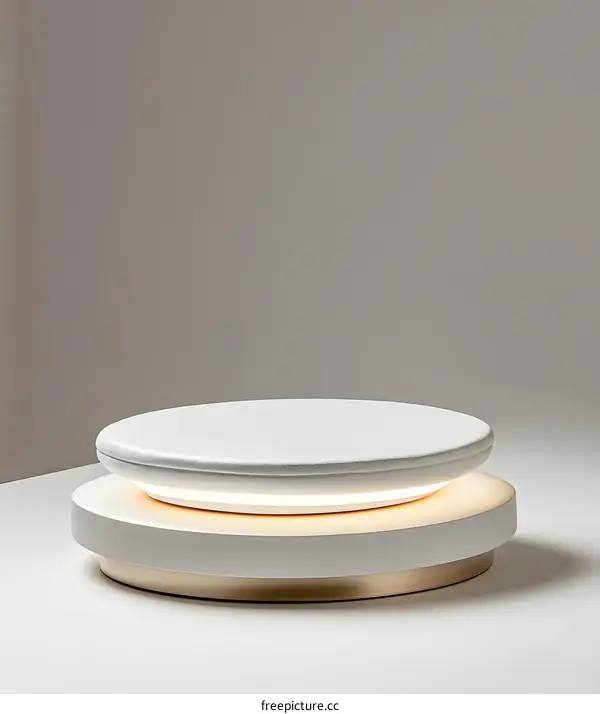 White and Gold Circular Platform With Light