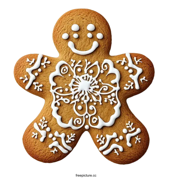 [Transparent Background PNG]Delicious Decorated Gingerbread Man Cookie