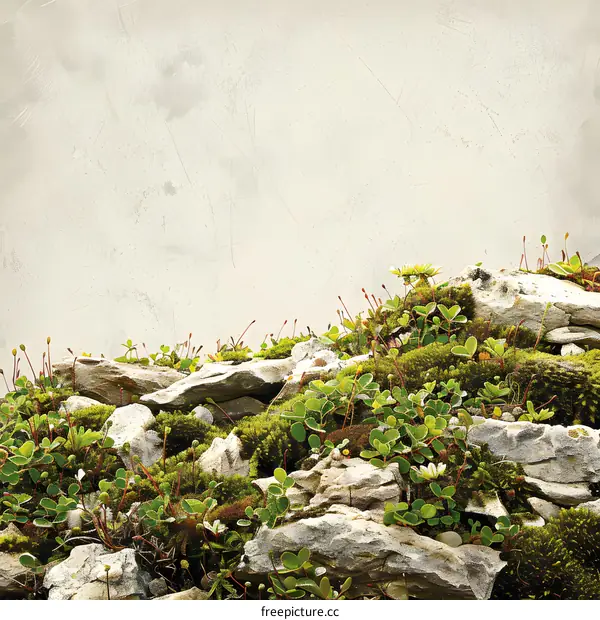 Green Mossy Stones  in Nature