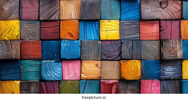 Colorful Wooden Blocks Abstract Pattern