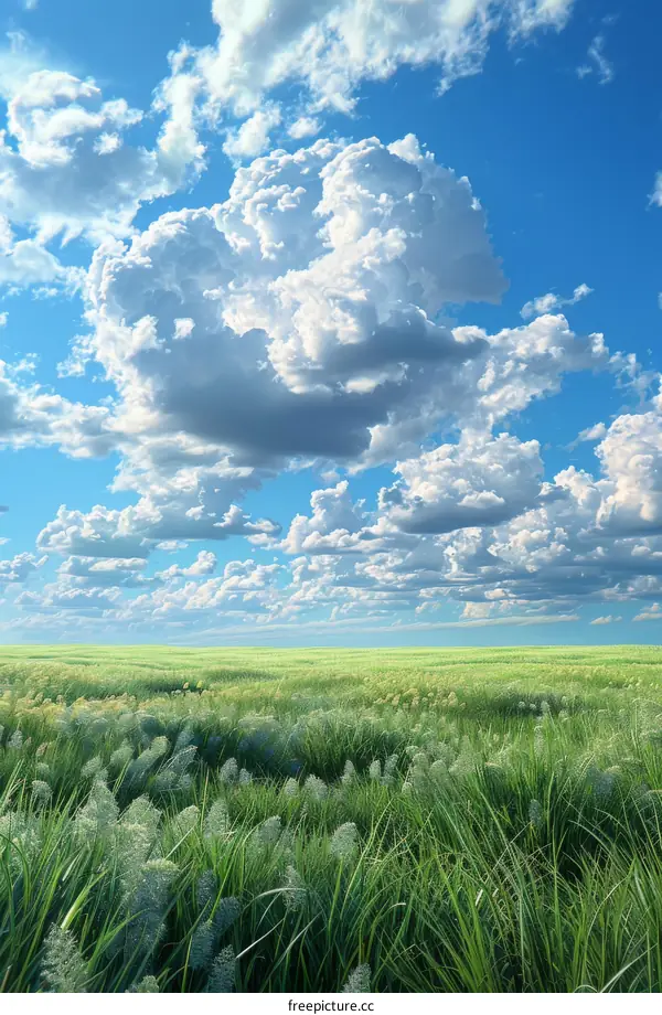 Vast Grassland Under a Cloudy Sky