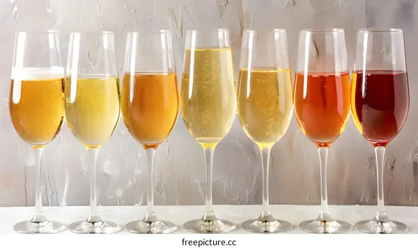 Assortment of Wine Glasses with Different Colors