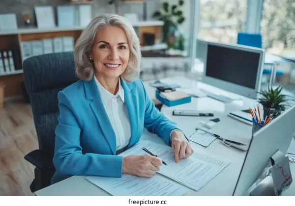 Successful Business Woman Working in Office