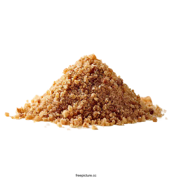 [Transparent Background PNG]A close-up view of organic brown sugar grains against white background