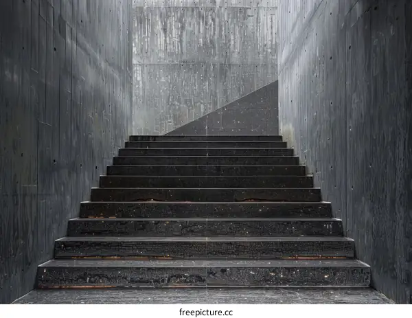 Black concrete staircase in a modern building