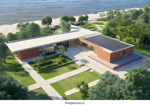 Modern Brick House With A Sea View