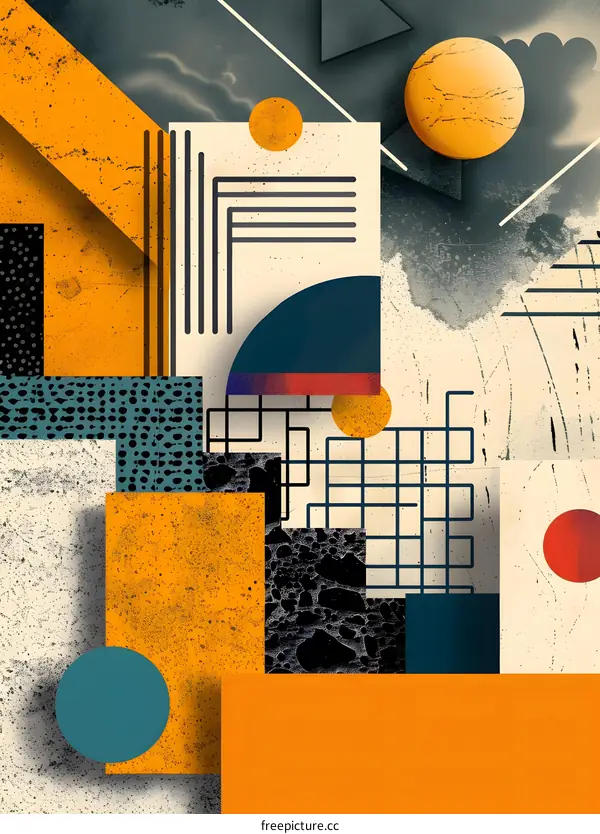 Abstract Geometric Shapes Art Digital Illustration