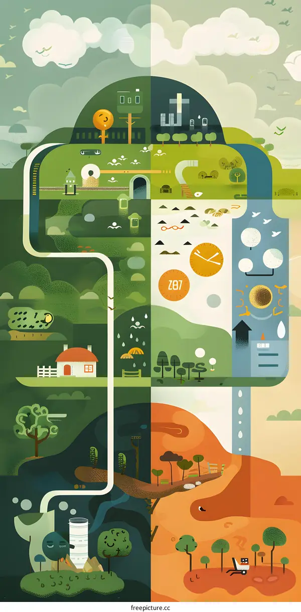 Abstract Illustration of Nature and Time