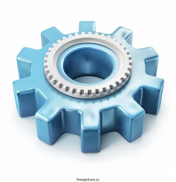 Blue and White Cogwheel on White Surface