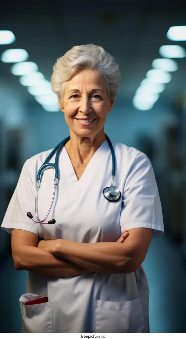 Portrait of a Confident Senior Female Doctor in a Hospital