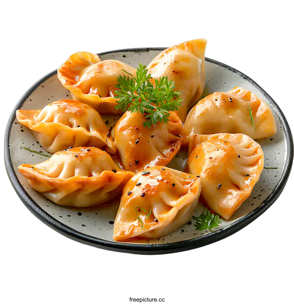 [Transparent Background PNG]Plate of delicious fried dumplings