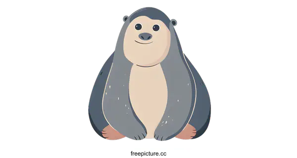 [Transparent Background PNG]Cute Cartoon Illustration Of A Grey Gorilla