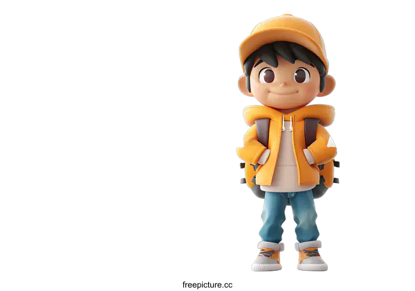 [Transparent Background PNG]Smiling Boy Ready for Adventure