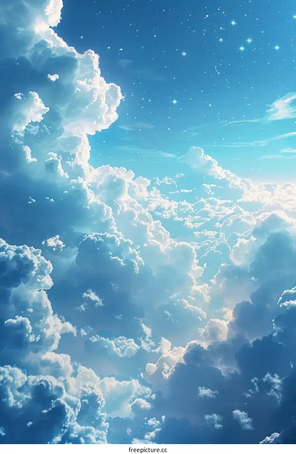 Beautiful Cloudscape with Stars in the Night Sky