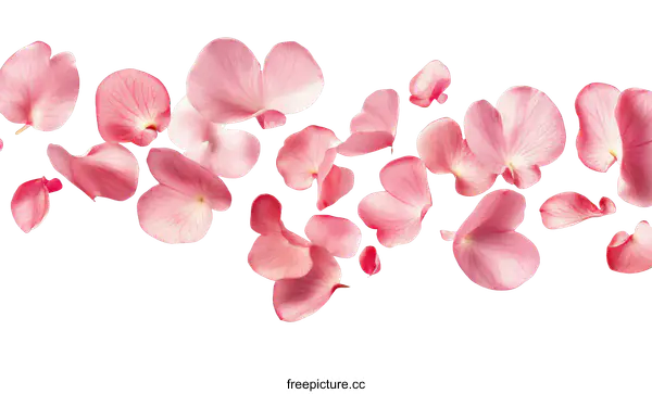[Transparent Background PNG]Delicate Rose Petals Scattered on White Background